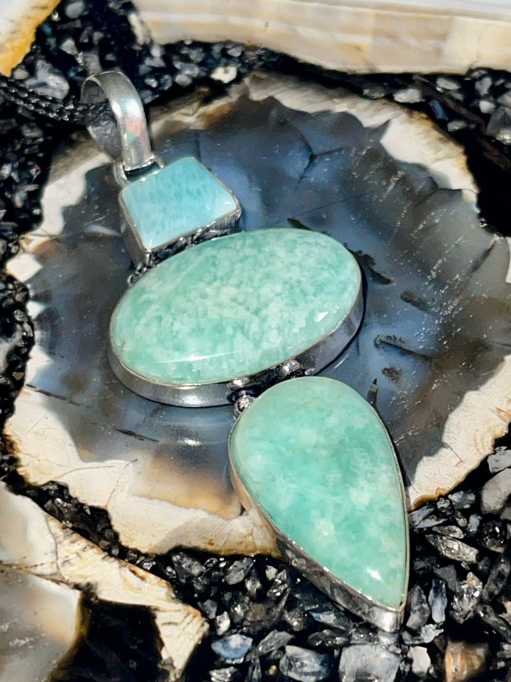 Green Amazonite Crystal Pendant 3 1/4” - Picture 3 of 17
